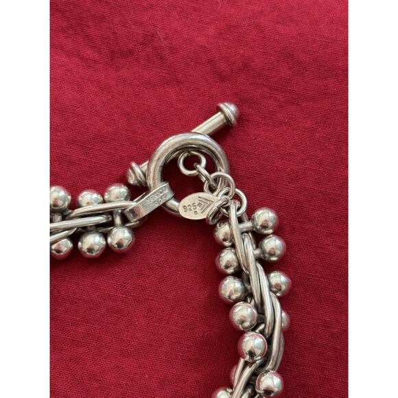 RARE Silpada 925 Sterling Silver Graduated DNA Ball Link Toggle Bracelet 8” - Picture 5 of 8